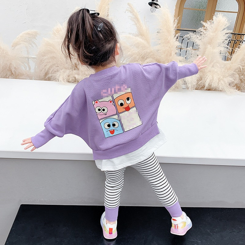 Spring Girl's Clothing Printed Floral Hoodie + Pants 2 Pieces Children's Clothing Suit