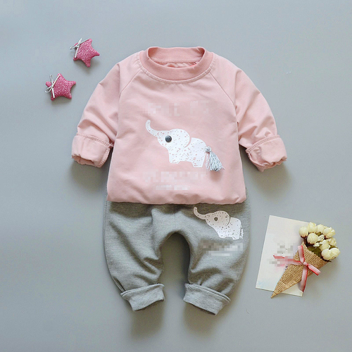 Spring Girl's Clothing Printed Floral Hoodie + Pants 2 Pieces Children's Clothing Suit