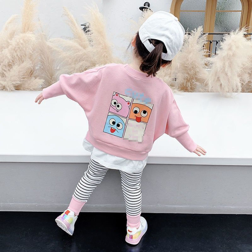 Spring Girl's Clothing Printed Floral Hoodie + Pants 2 Pieces Children's Clothing Suit
