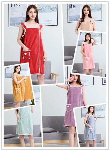 Sexy Magic Microfiber women Bath dress wearable 80*135cm Bathrobe towel with Belt for Beach Use towel