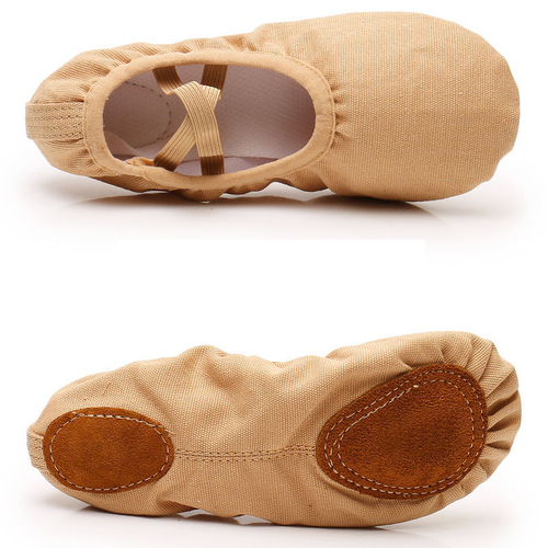   Cheap Girls Women Genuine Leather Dance Stretch Canvas Ballet Shoes