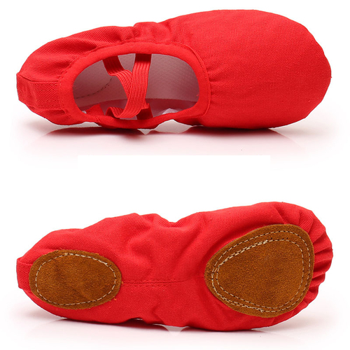   Cheap Girls Women Genuine Leather Dance Stretch Canvas Ballet Shoes