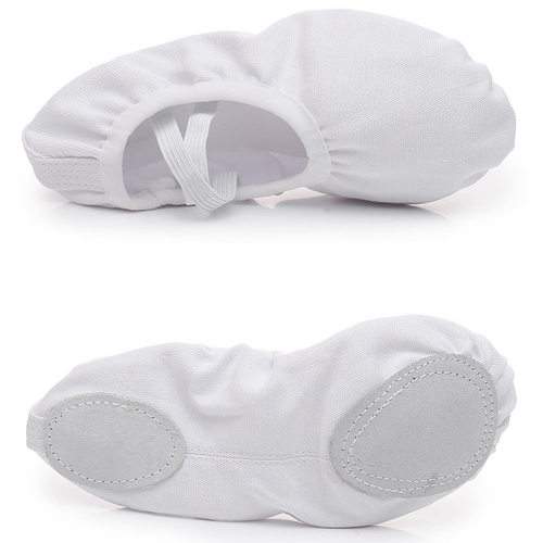   Cheap Girls Women Genuine Leather Dance Stretch Canvas Ballet Shoes