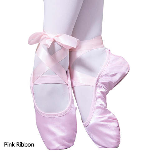 Ballet Shoes Satin Ballet Dance shoes Split sole kids Adults Sizes Lace Ribbon