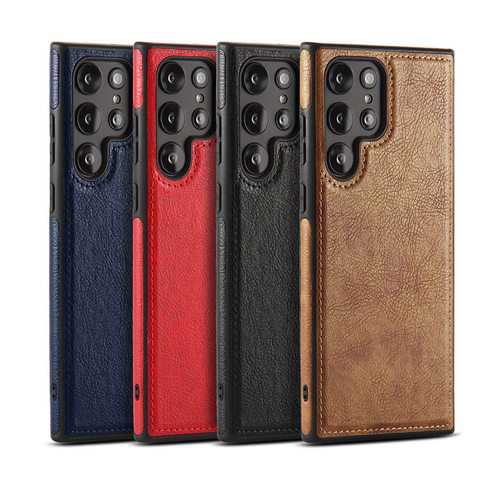 Slim Back Cover Business Style Pu Leather Mobile Phone Bags For Samsung Galaxy S22 Ultra S23 5G Original Case
