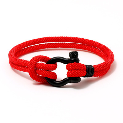 Men U shape Survival Bracelet Outdoor Camping Rescue Emergency Rope Bracelet For Women Black Stainless Steel Sport Buckl