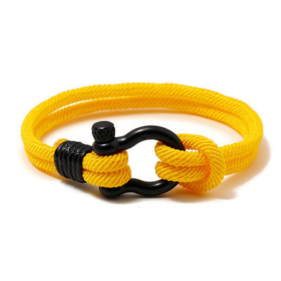 Men U shape Survival Bracelet Outdoor Camping Rescue Emergency Rope Bracelet For Women Black Stainless Steel Sport Buckl