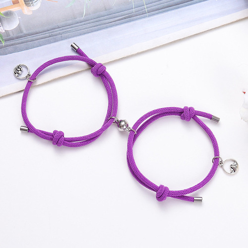 2pcs Couple Magnet Attract Each Other Creative Personality Couple Bracelet Men and Women Charm Girl Bracelet Jewelry Lov