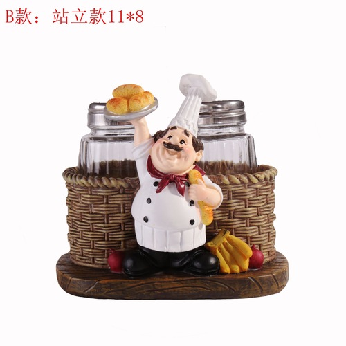 Small Cute Chef With Two Pepper Shakers Resin Garnish Creative Art Crafts For Home Decoration