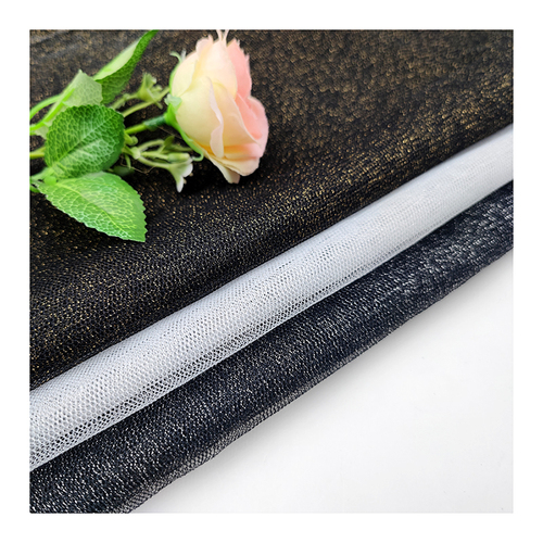 Knitted textile 100% polyester mesh tulle fabric Gold and silver thread mesh bridal tulle girl clothing fabric