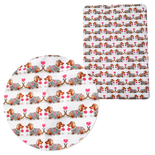 1/2 Yard  Digital Printed Dogs Cartoon 100% Cotton Fabric For Crafts Sewing Home Textile 13597