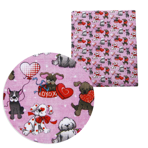 1/2 Yard  Digital Printed Dogs Cartoon 100% Cotton Fabric For Crafts Sewing Home Textile 13597