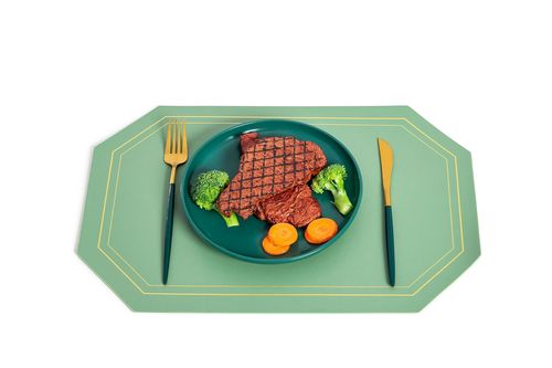 Simple leather placemat PU leather hotel placemat double-sided heat insulation table mat
