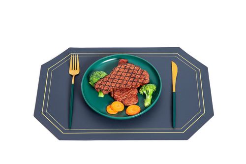Simple leather placemat PU leather hotel placemat double-sided heat insulation table mat