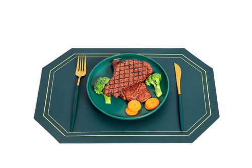 Simple leather placemat PU leather hotel placemat double-sided heat insulation table mat