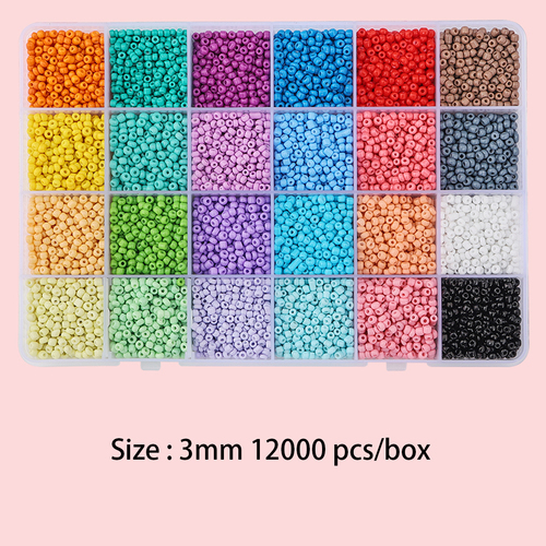  Hot 24 Colors 3mm Seed Beads Kit Set 12000Pcs/Box For DIY Jewelry Beads Necklace Bracelet Earring Beads Making