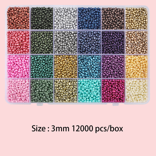  Hot 24 Colors 3mm Seed Beads Kit Set 12000Pcs/Box For DIY Jewelry Beads Necklace Bracelet Earring Beads Making