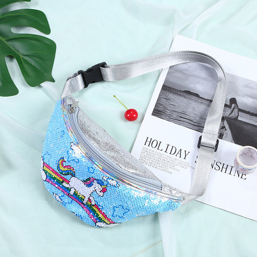  Unicorn Sequins Women Waist Packs Fanny Girls Belt Bag Cute Mermaid children girl fanny pack