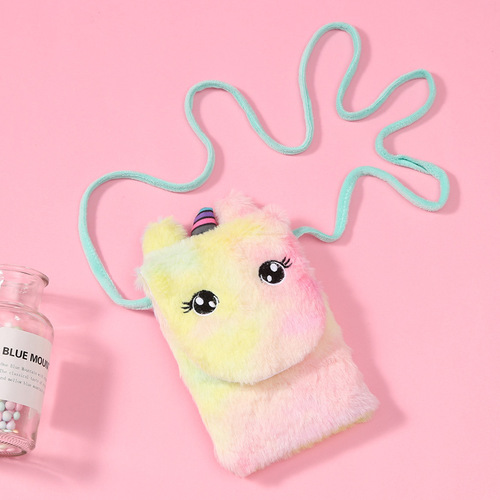 Plush Waist Bag Unicorn Girl Student Cute Cartoon Unicorn Single Shoulder Messenger Bag plush crossbody bag