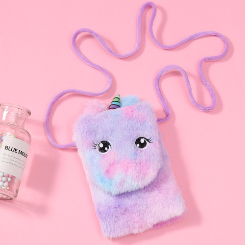 Plush Waist Bag Unicorn Girl Student Cute Cartoon Unicorn Single Shoulder Messenger Bag plush crossbody bag