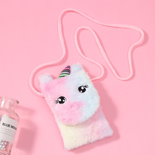 Plush Waist Bag Unicorn Girl Student Cute Cartoon Unicorn Single Shoulder Messenger Bag plush crossbody bag