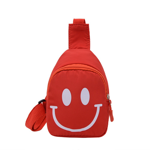 New Arrival Smiley 2022 Nylon Trend Kindergarten Baby Backpack Children Messenger Crossbody  Purse Kids Chest Bags