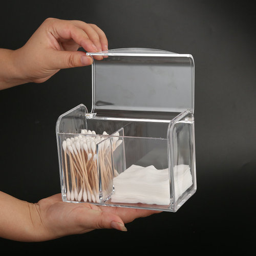 3 Compartment Plastic Apothecary Jars Bathroom Organization Cosmetic Pads Container Cotton Swab Holder Container