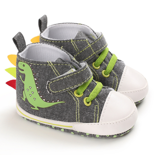 Toddler Sneakers Cute Cartoon Dinosaur Boy's Casual Shoes, First Walker Infant Footwear ( 2 Pairs )