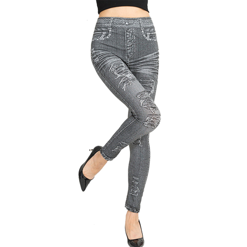 WJ070 Women Stretch Casual Straight-breasted Jeans butt lift  jeans pants Imitate jeans pants leggings