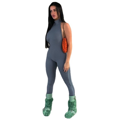 Hot selling autumn women's sexy open chest slim fitting hip lifting jumpsuit