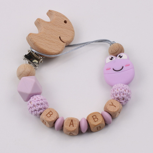 5 Color Pacifier Chain for Baby Teething Holder NEW Wooden Baby Pacifier Clip Personalised Name Soother Chew Toy Dummy 