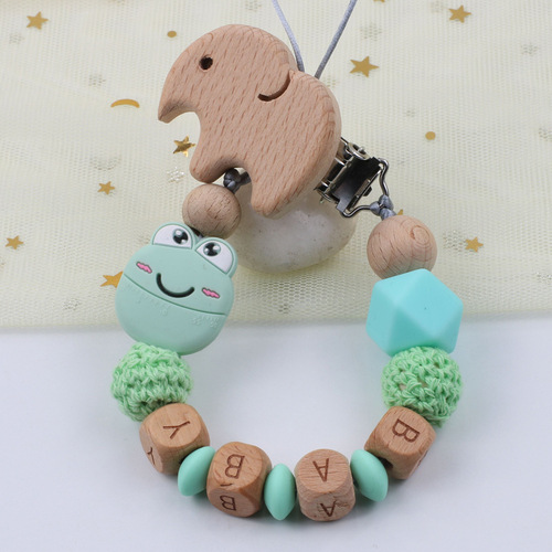 5 Color Pacifier Chain for Baby Teething Holder NEW Wooden Baby Pacifier Clip Personalised Name Soother Chew Toy Dummy 