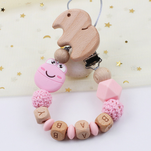 5 Color Pacifier Chain for Baby Teething Holder NEW Wooden Baby Pacifier Clip Personalised Name Soother Chew Toy Dummy 