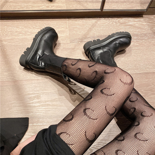 High Elastic Women's Fishnet Tights Sexy Mesh Hollow Pantyhose, Luxury Black Letter Stockings