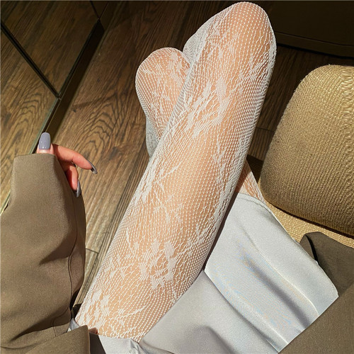 High Elastic Women's Fishnet Tights Sexy Mesh Hollow Pantyhose, Luxury Black Letter Stockings