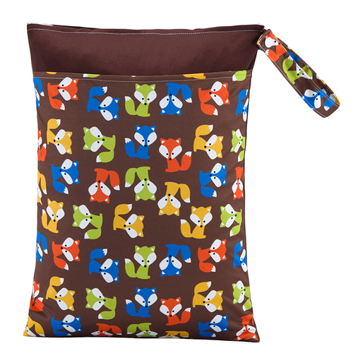 Printed Double Zipper Dry Swimming Waterproof Baby Cloth Diaper Wet Bag 30X40cm