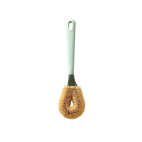 Kitchen Cleaning Tool Dish washing Brush Gas Stove Pot To Remove Oily Coconut Palm Brush Long Handle Brown Hair Pot Brus