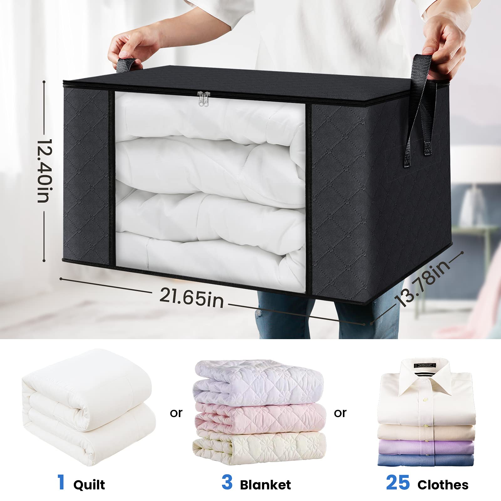  Hot Sale 3Layer Non-woven Handbag Foldable Comforters Blankets Organizer Ziplock Large Capacity Clothes Storag