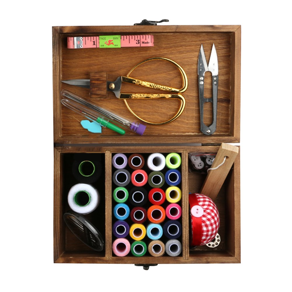 Wooden Box DIY Professional Sewing Set Sewing Kit And Sewing Accessories As Gifts With Wooden Basket