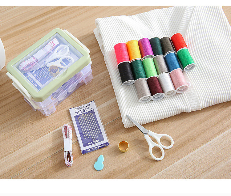  30pcs Needle Set Portable Mini Multi-color Travelling Household Plastic Sewing Box Set With Accessories