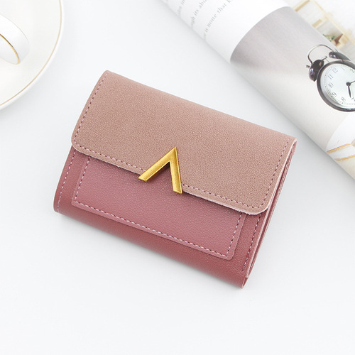 Women's Fashion Grind Arenaceous Zipper Wallet Mini Credit Card Holder