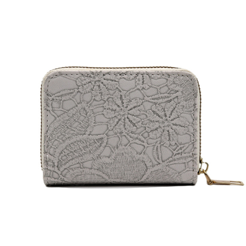 Women's PU Lace Pattern Wallet with 9 Card Slots Zip Around Cash Purse, Coin Pockets