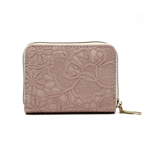 Women's PU Lace Pattern Wallet with 9 Card Slots Zip Around Cash Purse, Coin Pockets