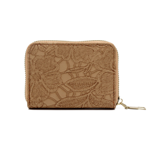 Women's PU Lace Pattern Wallet with 9 Card Slots Zip Around Cash Purse, Coin Pockets