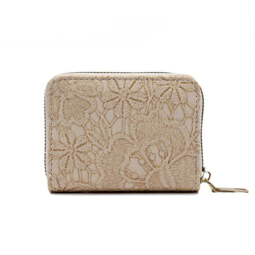 Women's PU Lace Pattern Wallet with 9 Card Slots Zip Around Cash Purse, Coin Pockets