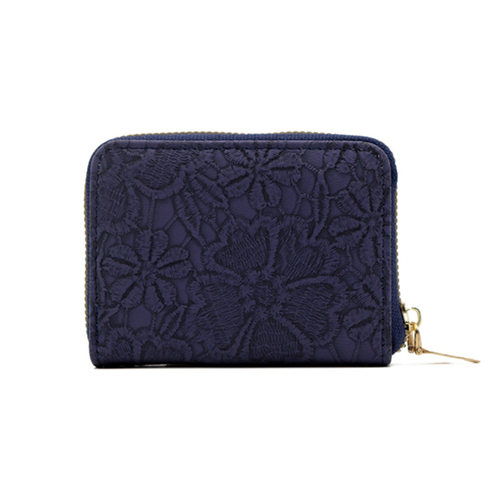 Women's PU Lace Pattern Wallet with 9 Card Slots Zip Around Cash Purse, Coin Pockets