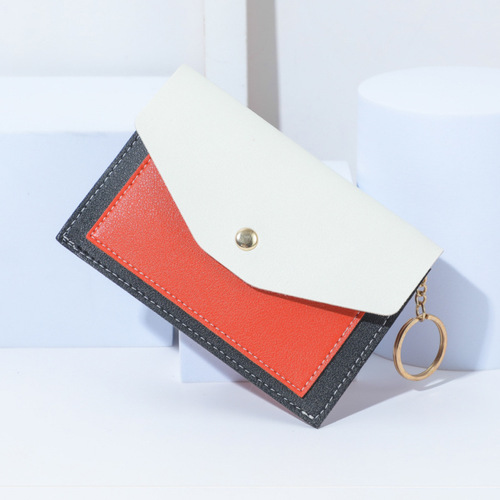 New Direct Sales Women's PU Leather Card Bag Patch Design Multi Pouch Wallet with Clip Coin Purse
