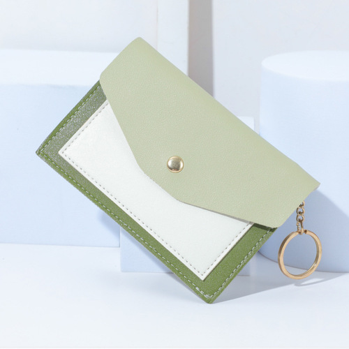 New Direct Sales Women's PU Leather Card Bag Patch Design Multi Pouch Wallet with Clip Coin Purse