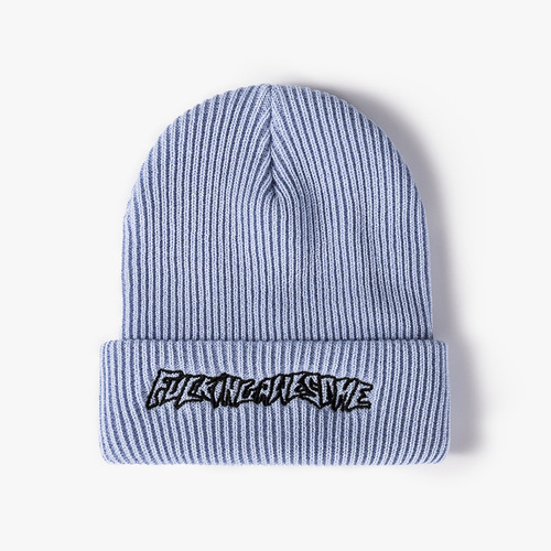 Winter Warm Knitted Hat Outdoor Thickened Beanie with Embroidered Letters, Men's & Women's Sports Cap