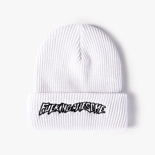 Winter Warm Knitted Hat Outdoor Thickened Beanie with Embroidered Letters, Men's & Women's Sports Cap
